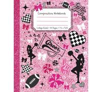 Composition Notebook: College Ruled | Pink Glossy Faux Glitter with Pom Poms and Bows for Cheerleaders, Coaches, and Students