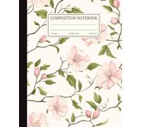 Composition Notebook College Ruled: Pink Magnolia Floral Pattern | 7.5x9.25 in | 110 Pages | Botanical Garden Design Journal for School, College & Work