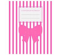 Composition Notebook College Ruled: Pink stripped notebook with cute Coquette Bow for girls,100 Pages,7.5"x9.25"