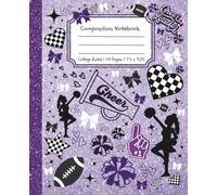 Composition Notebook: College Ruled | Purple Glossy Faux Glitter with Pom Poms and Bows for Cheerleaders, Coaches, and Students