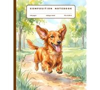 Composition Notebook College Ruled: Red Long Haired Dachshund Notebook for Study, Work, Notes | Cute Sausage Dog Journal for Students, Teens, Girls, Women | Weiner Dog Fan Gift