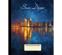 Composition Notebook College Ruled: San Diego City Artistic Illustration | Lined Paper Journal For School, College, Office, Work - 7.5" x 9.25" - 110 Pages
