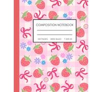 Composition Notebook College Ruled: Strawberry Ribbons | Wide Lined | Cute Aesthetic For School, College, Office, Work