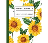 Composition Notebook College Ruled : Sunflower Vintage Botanical Illustration | Cute Aesthetic Writing Journal for School, College, Office Work | Wide Lined(
