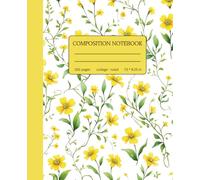 Composition Notebook College Ruled | Vintage Aesthetic Yellow Floral Journal: Botanical Cottagecore Good Looking Decorative Cover for Students, Teachers, Office & Work | Cute Design 1