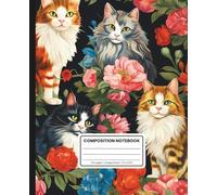 Composition Notebook College Ruled: Vintage Cats Pattern: Aesthetic Notebook for Students, Office, or Journaling | Soft Matte Cover