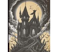 Composition Notebook College Ruled: Vintage Halloween Witch Journal with Bats, Moon & Dark Aesthetic Cover | Spooky Writing Journal for Students, ... Flying Illustration | Perfect Halloween Gift