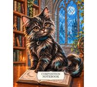 Composition Notebook: College Ruled with a Cute Kitten in a Magical Library for Teens and Adults - Notes, Schoolwork and Journaling