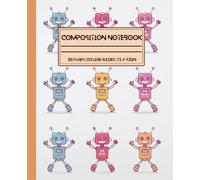 Composition Notebook College Ruled with Cute Robots Illustration: College Ruled Student Notebook with Cute Robot Aesthetic
