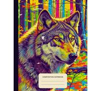 Composition Notebook College Ruled: Wolf in a Forest - Vibrant Pop-art Illustration | Lined Paper Journal For School, College, Office, Work - 7.5" x 9.25" - 110 Pages