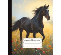 Composition Notebook - College Rules: Enchanted Horse Collection: Jasmine Starbreeze - A Whimsical Black Horse with a White Star in a Field of Flowers