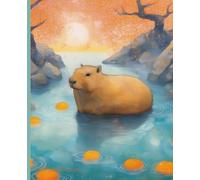 Composition Notebook: Cozy Capybara in hot spring themed Notebook | College Ruled | Journal for planning, study, revising | 7.5 x 9.25 in, 100 Pages