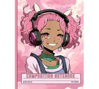 Composition Notebook: Cute Anime Black Girl with Headphones, Aesthetic Journal for Students, School, College, Teachers, and Music Lovers