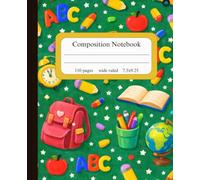 Composition Notebook: Cute Back to School Kids Composition Book | Wide Ruled Chalkboard Pattern Lined Journal,110 Pages | Primary Elementary School Supplies for Kindergarten Boys & Girls