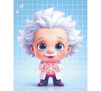 Composition Notebook: Cute Chibi Anime Albert Einstein: Wide Ruled School Journal for Kids, Students, and Science Lovers - 120 Pages, 7.5 x 9.25 in