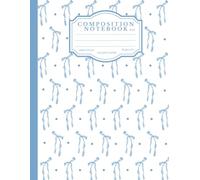 Composition Notebook: Cute Coquette Ribbon Bows Aesthetic: Graph Paper 4x4 , 8.5 x 11 in, 100 Pages - Soft Blue & Grey Ribbon Pattern Composition Book for School, College, Girls, Teens & Office