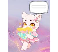 Composition Notebook: Cute Kawaii Anime Cats Edition: Chibi Neko Pastel Marble Lined Journal for Girls, Teens and School, Wide Ruled, 100 Pages, 7.5 x 9.25 in