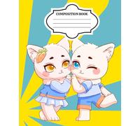 Composition Notebook: Cute Kawaii Bunny and Cats Journal: 7.5 x 9.25 inches, 100 Wide Ruled Pages, Perfect for School and College, Cute Anime Notebook for Girls