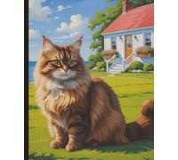 Composition Notebook: Cute Maine Coon Cat Illustration: 7.5" x 9.25" 100 Page College Ruled with Dateline: Adorable Cat Themed Journal for Students, Writers and Cat Lovers