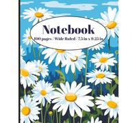 Composition notebook. Designed with bright flowers.7.5 in x 9.25 in. Wide Ruled Notebook. White paper, 100 pages. For girls, teen girls, and young adults.