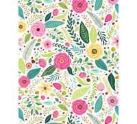 Composition Notebook: English Garden pink floral composition book with 100 lines pages