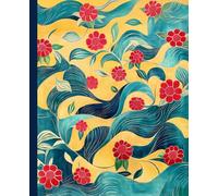 Composition Notebook: Flowers, Sunshine and Waves Illustration on a Soft Matte Cover, 140 College Ruled Pages, 7.5 x 9.25 inches