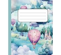 Composition Notebook for Kids | Watercolor Dreamland Theme | Pink & Purple Castle and Hot Air Balloons | 110 Pages | School Journal for Girls| College Rulled