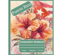 Composition notebook for student college ruled school notes journal Puerto Rico Boricua: Puerto Rico illustration aesthetic college ruled notebook for student