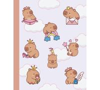 Composition Notebook for Students College Ruled: Kawaii Cartoon Capybara Doodle Design, 110 Pages, 7.5" x 9.25", Gifts for Students