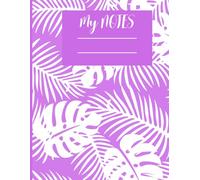 Composition notebook for students | purple and white leaves Design | 8.5 x 11" | Aesthetic Journal for High School Students