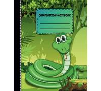 Composition Notebook: Green Cheerful Snake on the Cover | Abstract Animals | Lined Pages | For Girls and Boys |