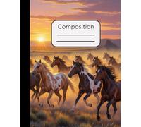 Composition Notebook: Herd of Wild Horses Design with 120 Pages, College Ruled, 7.5 x 9.5