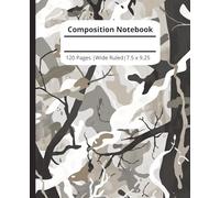 Composition notebook: Hunter Camo White Black Gray | Wide Ruled, 7.5 x 9.25, 120 Pages, For kids, teens, and adults