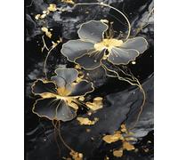 Composition Notebook Journal: BLACK and GOLD/Beautiful/ Bold/ Flowers.: Striking design/Perfect for all ages/Everyday use.