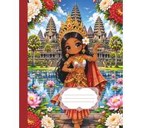 Composition Notebook/Journal College Ruled: Cute, Chibi Khmer/Cambodian Apsara Dancer Red-100 Pages 7.5in x 9.25in