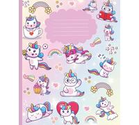 Composition Notebook Journal: Cute Pink Rainbow Unicorn | Wide Ruled, 7.5 x 9.25, 120 Pages, For Kids and Teens