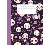 Composition Notebook: Kawaii Skull & Ghost Bat Notebook - Cute and Spooky Composition Book for Journaling, School, or Daily Notes | Pastel Goth Aesthetic | 7.25 x 9.50 inches | 126 pages