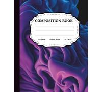 Composition Notebook: Magenta & Blue Electric Smoke: 7.5 x 9.25 Standard Size College Ruled Lined Paper for Students, Aesthetic, and Creative Journaling