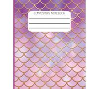 Composition Notebook: Magical Mermaid Scales College Ruled Lined Paper | Sparkle Purple and Gold Pattern Notebook, 7.5 x 9.25, 110 Pages, For Back to School, Teen Girls and Adults