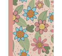 Composition Notebook: Pink and Blue Flowers Wide-Ruled 100 pages