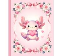 Composition Notebook: Pink Bow Axolotl with a Heart: Cute Coquette Axolotl School Notes | Girly Animal Journal | Fancy Pink Wide Ruled Lined Composition Book
