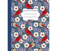 Composition Notebook: Red Cardinal Birds on Blue - 7.5 x 9.25" College Ruled, 110 Pages, School and Office Writing Journal