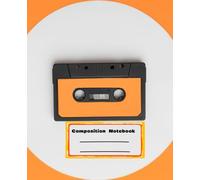 Composition Notebook: Retro Orange Cassette Tape Design.: 100 Wide Ruled Pages, 7.5 x 9.25 inch, Cute Vintage School Notebook for Kids, Teens and Students.