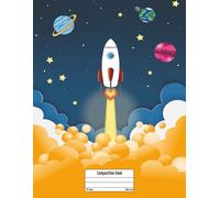 Composition Notebook: Rocket Spaceship design | Fun Space-Themed Wide Ruled Notebook for Kids | Outer Space Blue with Planets | Boys and Girls | School Supplies | 8.5x11 inches