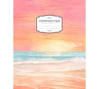 Composition Notebook: Soft Coral, Blush & Turquoise Beach Wide Ruled Journal, 7.5 × 9.25 Inches, 150 Pages