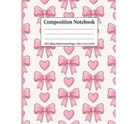 Composition Notebook: Soft Pink Hearts and Bows, College Ruled Lined Paper, 110 Pages, Size 7.44 x 9.69