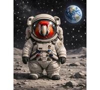 Composition Notebook: Space Zoo Parrot Astronaut: Wide Ruled School Notebook for Kids, 110 Pages, 7.5 x 9.25 in, Galaxy Space Theme Journal