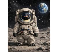 Composition Notebook: Space Zoo Penguin Astronaut: Wide Ruled School Notebook for Kids, 110 Pages, 7.5 x 9.25 in, Galaxy Space Theme Journal