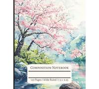 Composition Notebook: Spring Tree, Sakura, Wide Ruled Notebook | Composition notebook wide ruled, 7.5 x 9.25, 120 Pages, For kids, teens, and adults: ... Lined Notebook with Watercolor Nature Cover