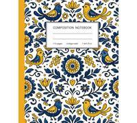 Composition Notebook: Sunny Yellow Aesthetic Folk Art Journal with Cute Birds and Flowers | Back to School Supplies for Girls and Students | 110 Pages, 7.5 x 9.25 in, College Ruled
